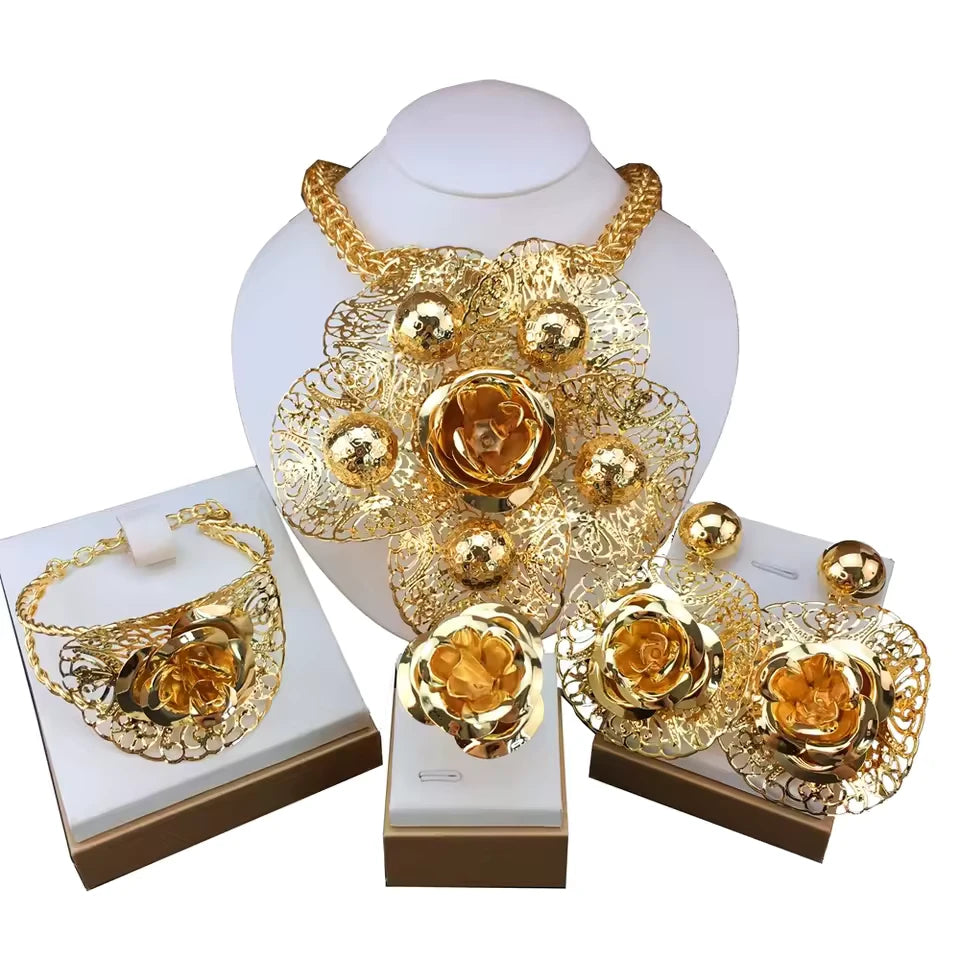 SPC008 New Fashion Trendy Women Jewelry Set Brazilian Gold-Plated