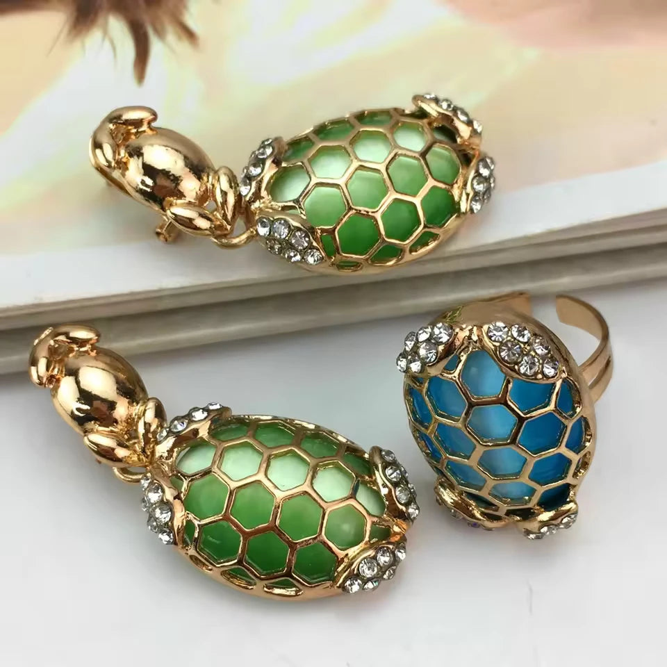 SPC010 Fashion Trendy Women Jewelry Set Gold-Plated Beads Necklace Earrings Bracelet Ring Sets (5)