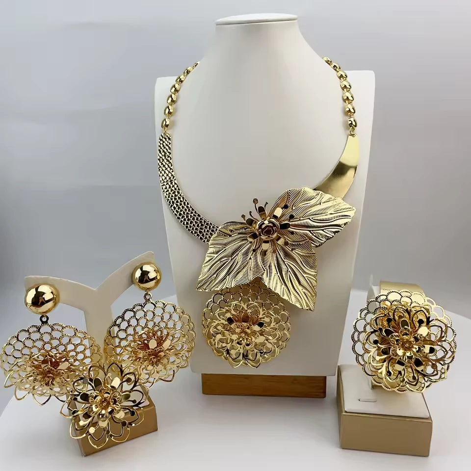 SPC011 New Fashion Trendy Brazilian Gold-Plated African Wedding Bridal Set (2)