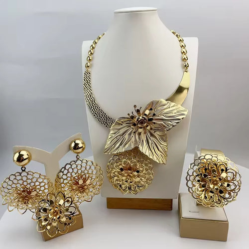 SPC011 New Fashion Trendy Brazilian Gold-Plated African Wedding Bridal Set (2)