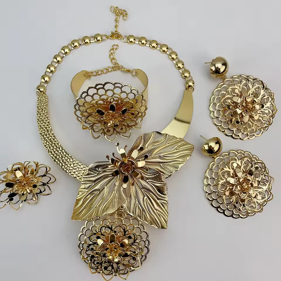 SPC011 New Fashion Trendy Brazilian Gold-Plated African Wedding Bridal Set (3)