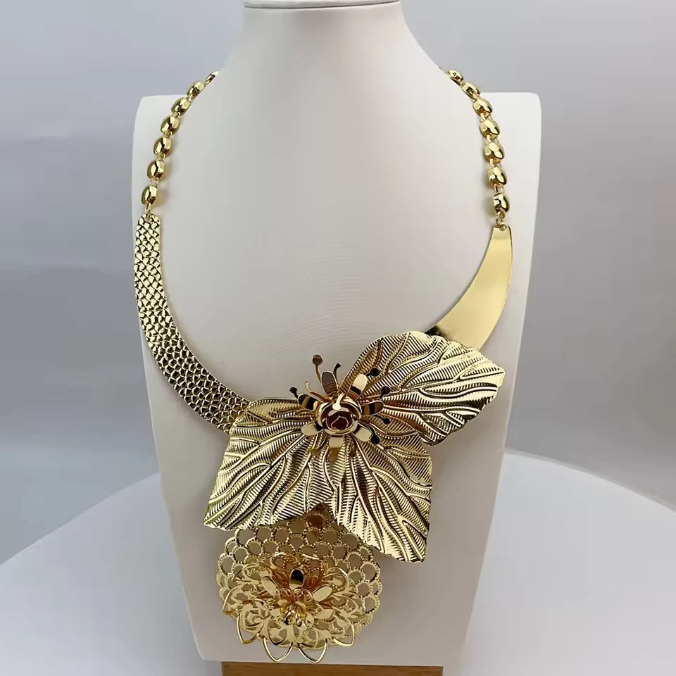 SPC011 New Fashion Trendy Brazilian Gold-Plated African Wedding Bridal Set (4)