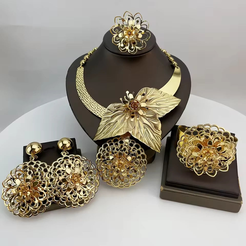 SPC011 New Fashion Trendy Brazilian Gold-Plated African Wedding Bridal Set