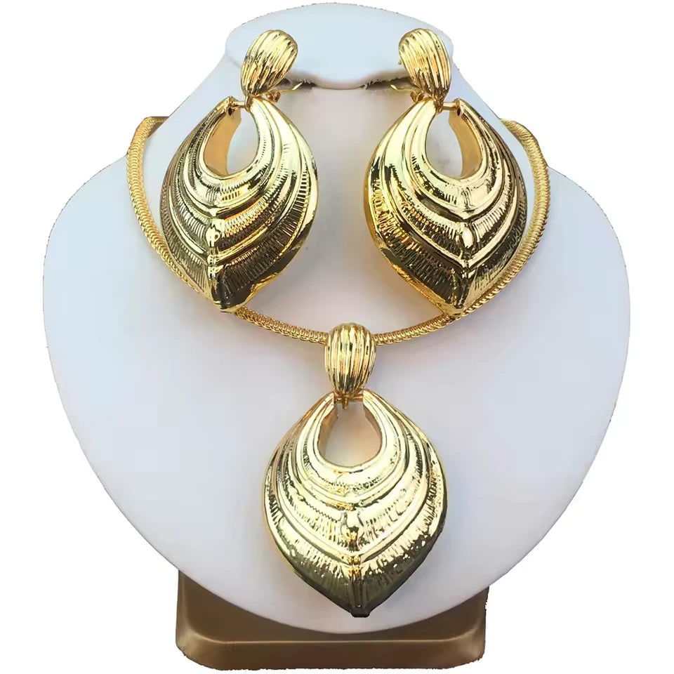 SPC012 Fashion Italian Dubai Gold Plated Light Weight Jewelry Set