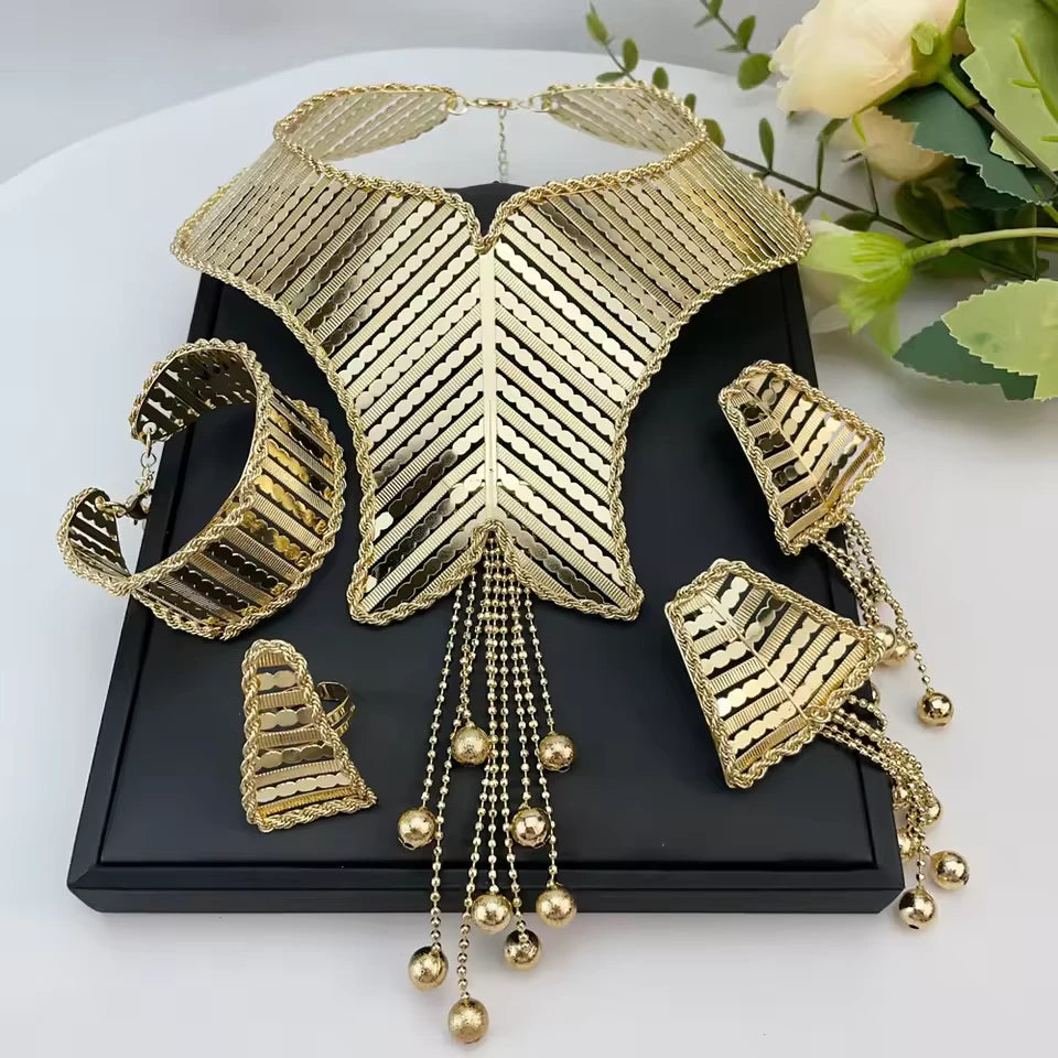 SPC013 Fashion Italian Dubai Gold Plated Light Weight Jewelry Set (2)