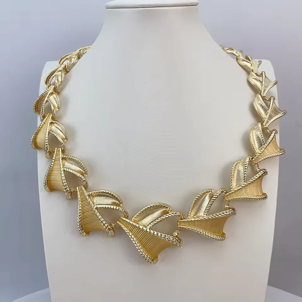 SPC014 Fashion Italian Dubai Gold Plated Simple Style Light Weight Jewelry Set (2)