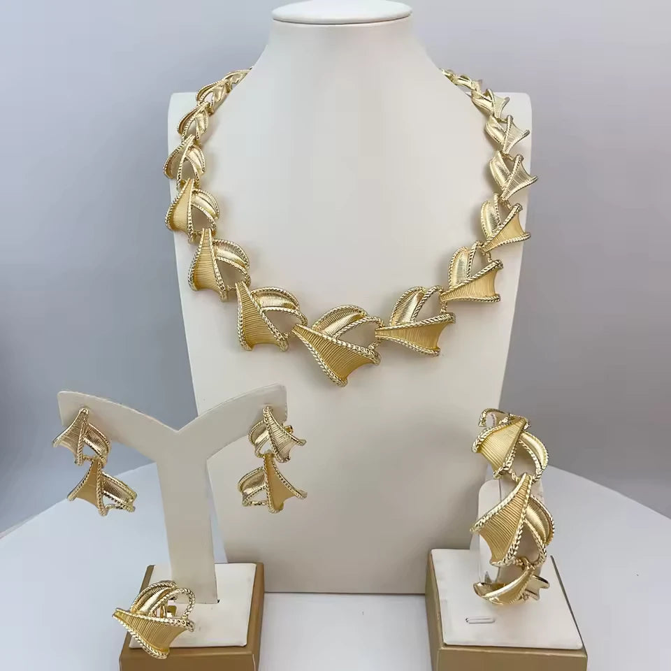 SPC014 Fashion Italian Dubai Gold Plated Simple Style Light Weight Jewelry Set