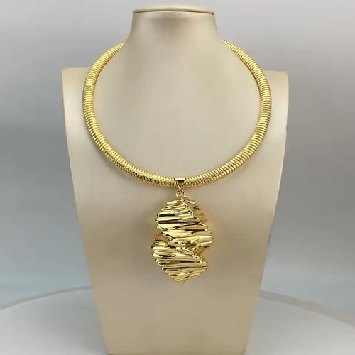 SPC015 New Trendy Brazilian Gold-Plated Bridal Big Flower Women Jewelry Set (2)