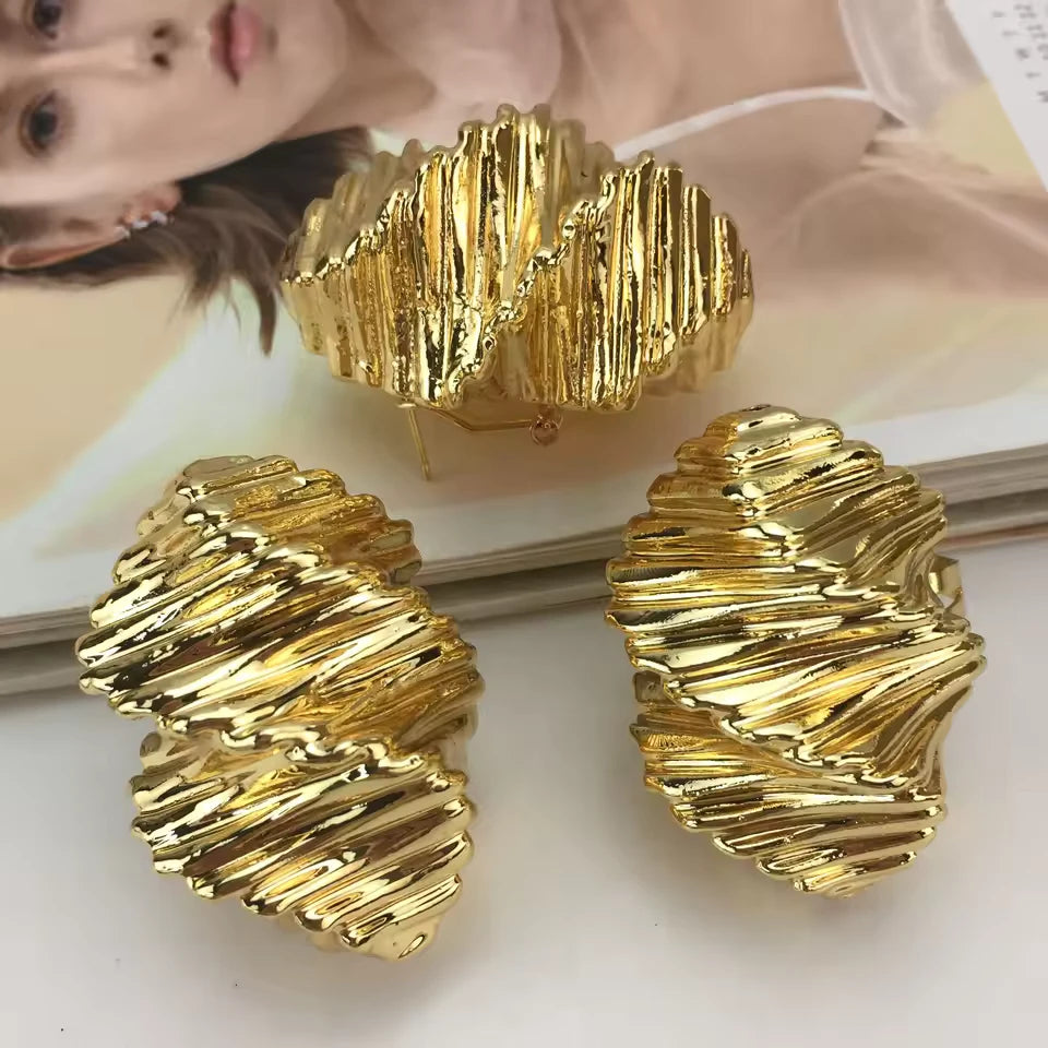 SPC015 New Trendy Brazilian Gold-Plated Bridal Big Flower Women Jewelry Set (4)