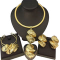SPC015 New Trendy Brazilian Gold-Plated Bridal Big Flower Women Jewelry Set