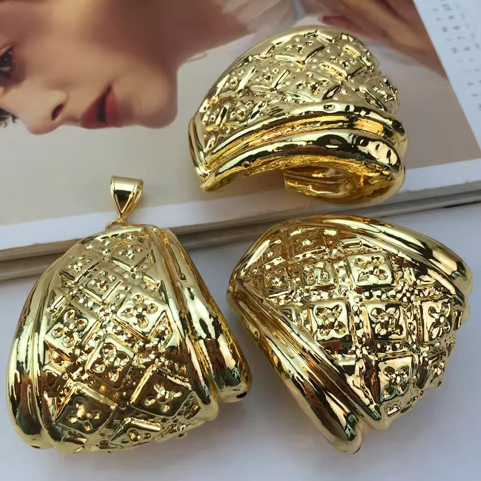 SPC016 Fashion Italian Dubai Gold Plated Light Weight Jewelry Set (3)