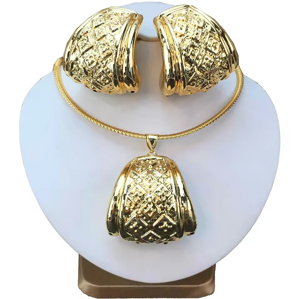 SPC016 Fashion Italian Dubai Gold Plated Light Weight Jewelry Set