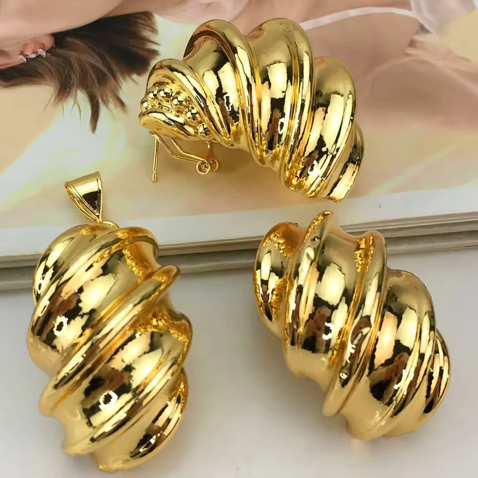 SPC017 Fashion Italian Dubai Gold Plated Light Weight Jewelry Set (3)