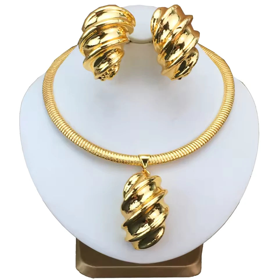 SPC017 Fashion Italian Dubai Gold Plated Light Weight Jewelry Set