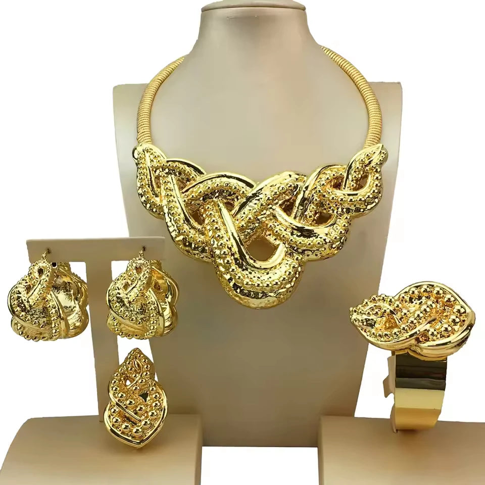 SPC019 Fashion Italian Gold Plated Light Weight Jewelry Set (2)