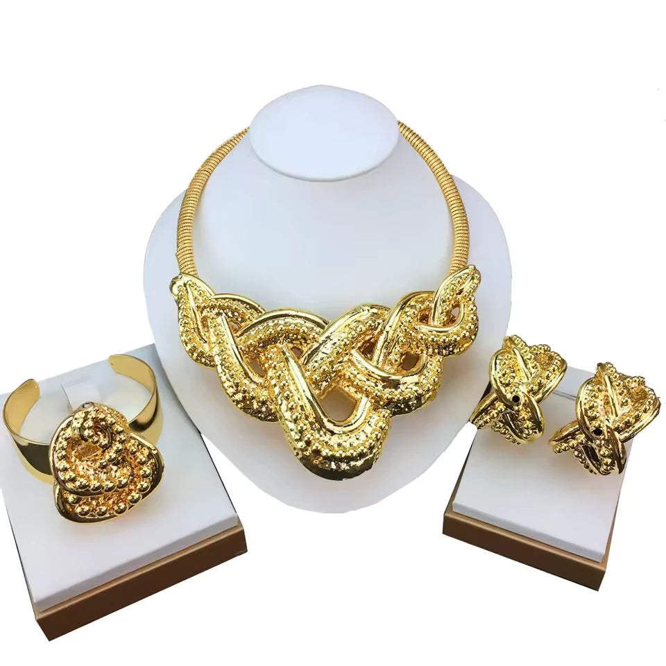 SPC019 Fashion Italian Gold Plated Light Weight Jewelry Set
