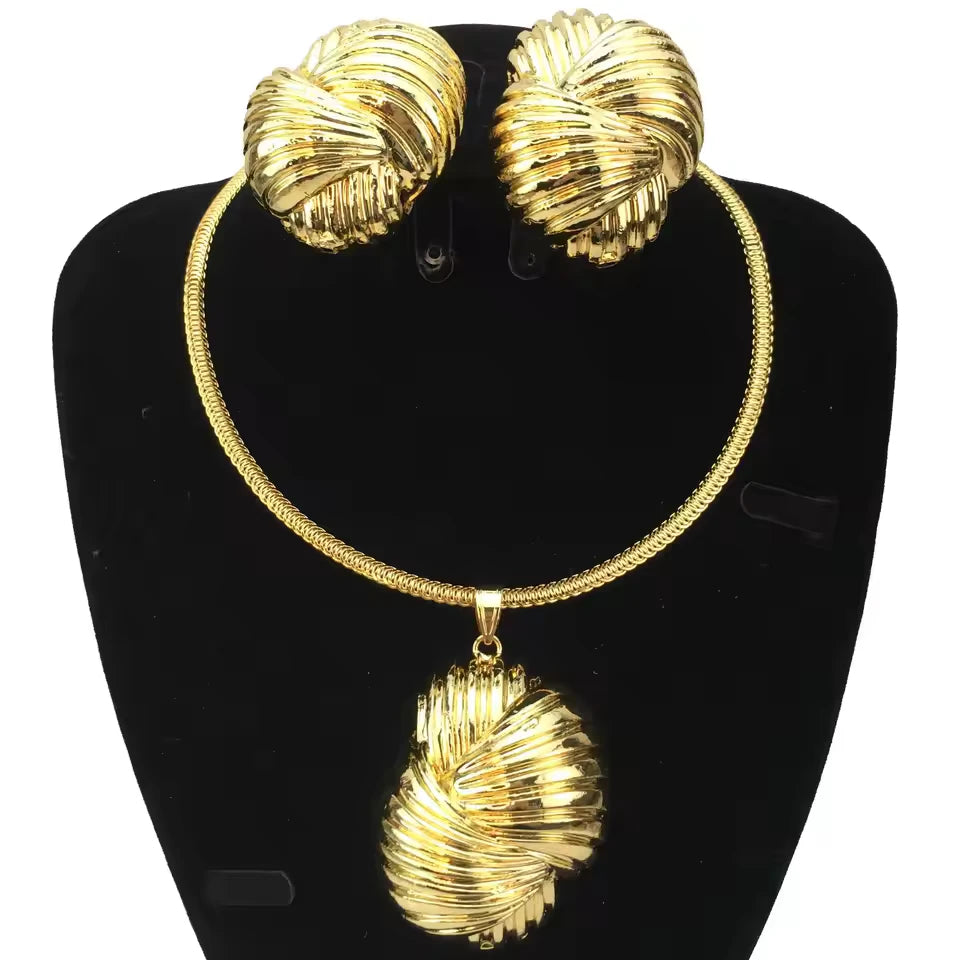 SPC020 Fashion Italian Dubai Gold Plated Light Weight Jewelry Set