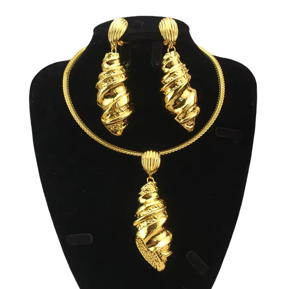 SPC021 Fashion Italian Dubai Gold Plated Light Weight Jewelry Set (2)