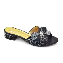 SPSH2001 - Luxury Glitter Bow-Tie Pumps | Low Heel Party Shoes