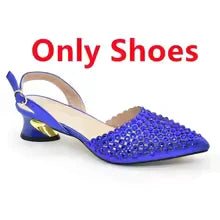 SPSH2007 - Italian Mid-Heel Shoe & Bag Set | Rhinestone Party Pumps (Size 43)