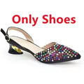 SPSH2007 - Italian Mid-Heel Shoe & Bag Set | Rhinestone Party Pumps (Size 43)