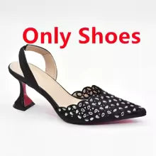 SPSH2028B - Luxury Metal-Decorated Wedges | Latest Design African Bridal Shoes