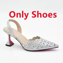 SPSH2028B - Luxury Metal-Decorated Wedges | Latest Design African Bridal Shoes