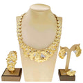 SPC027 Gold Plated Luxurious Flower Necklace Earrings Set