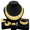 SPC033 Gold Plated Big Necklace Banquet Festive Earrings Ring Set