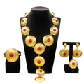 SPC036 Gold Plated Big Round Pendant Luxury Earrings Bracelet Set
