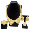 SPC039 Gold Plated Necklace Earrings Pendant Feather Shape Jewelry Set