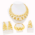 SPC041 Gold Plated Round Pendant Brushed Glossy Bracelet Earrings Set