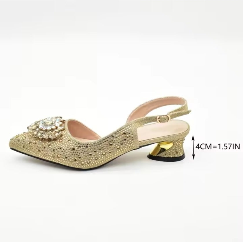 SPSH2011 - Italian Evening Shoe & Bag Set | Luxury Rhinestone Party Pumps
