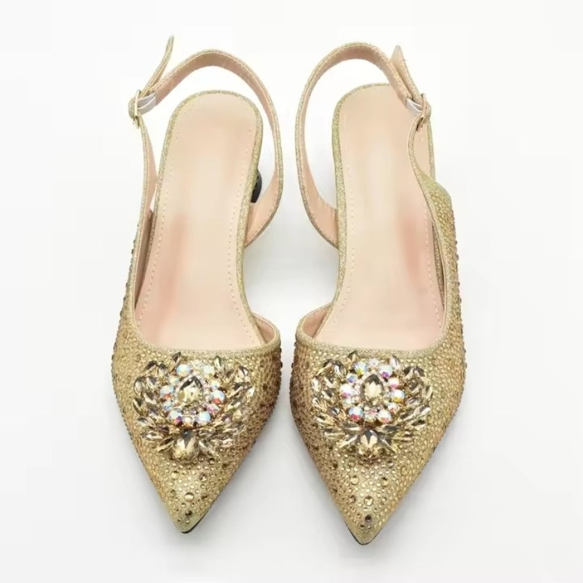 SPSH2011 - Italian Evening Shoe & Bag Set | Luxury Rhinestone Party Pumps