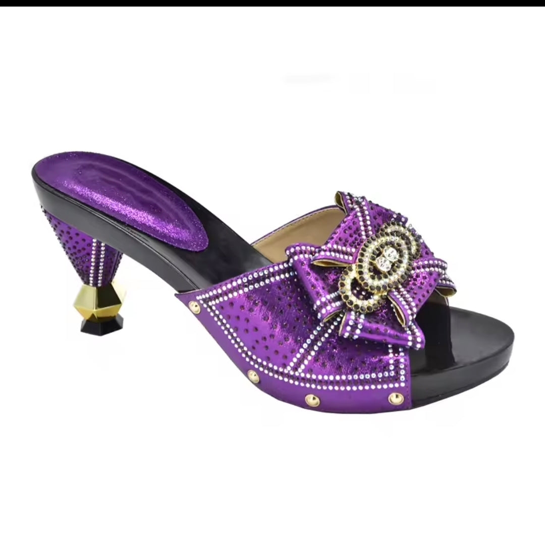 SPSH2019B - Comfortable Rhinestone Open Toe Heels | New Design Italian Party Shoes Multiple Colours