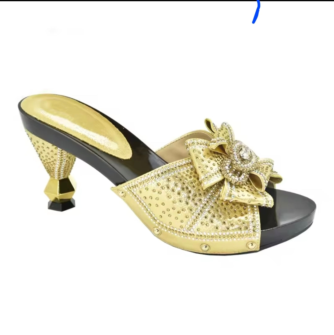 SPSH2019B - Comfortable Rhinestone Open Toe Heels | New Design Italian Party Shoes Multiple Colours
