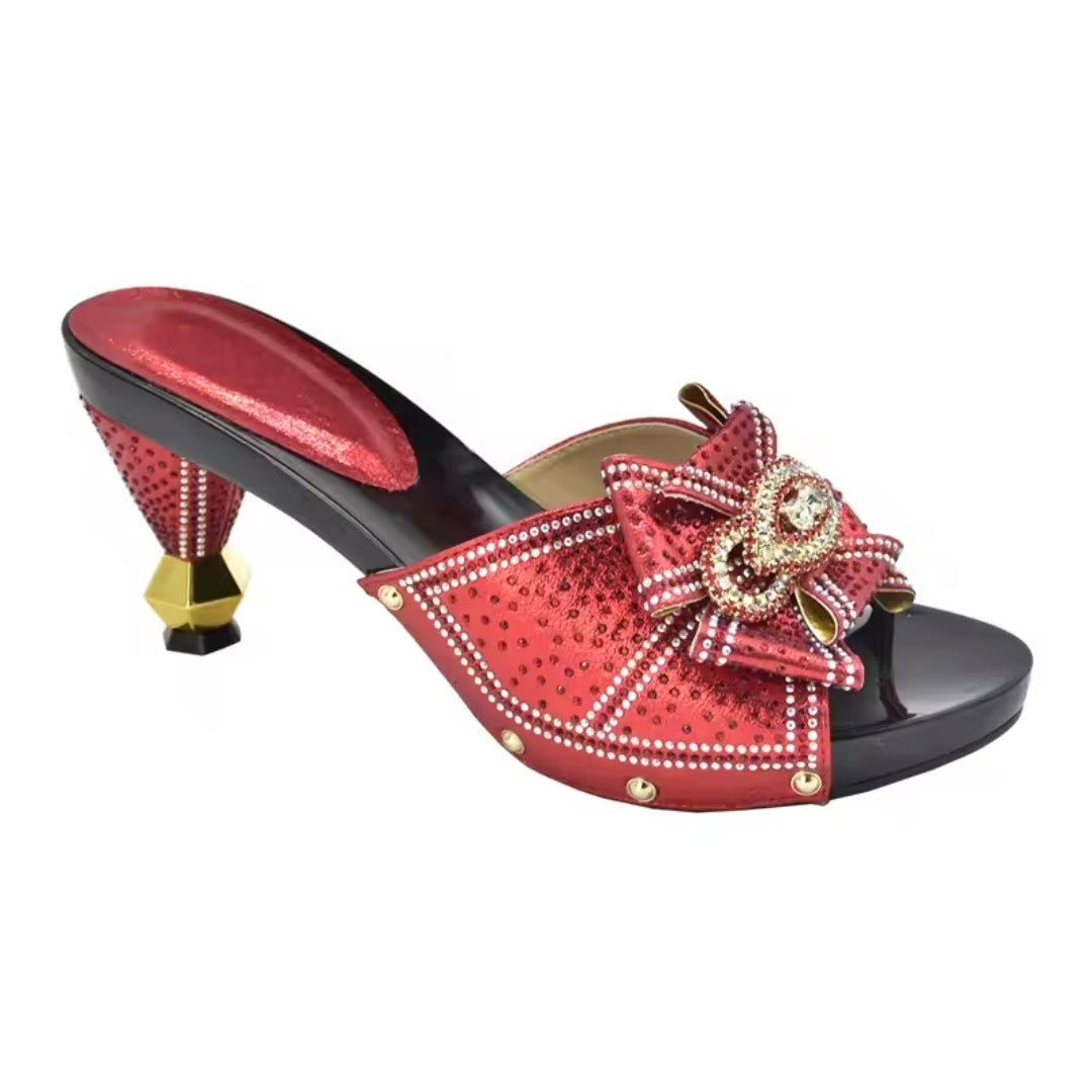 SPSH2019B - Comfortable Rhinestone Open Toe Heels | New Design Italian Party Shoes Multiple Colours