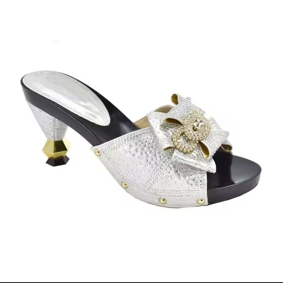 SPSH2019B - Comfortable Rhinestone Open Toe Heels | New Design Italian Party Shoes Multiple Colours