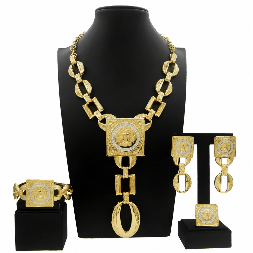 SPC024 statement jewellery set on black display stands